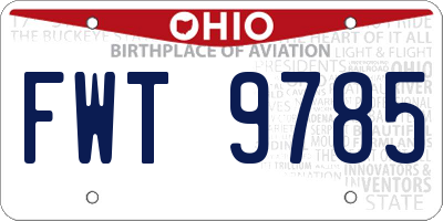 OH license plate FWT9785