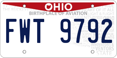 OH license plate FWT9792