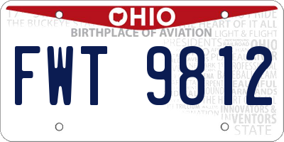 OH license plate FWT9812