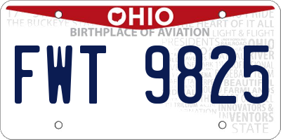OH license plate FWT9825