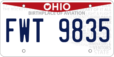 OH license plate FWT9835