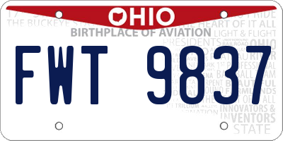 OH license plate FWT9837