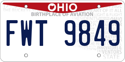 OH license plate FWT9849