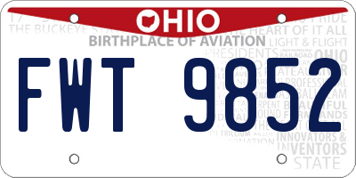 OH license plate FWT9852