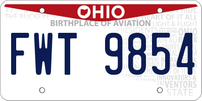 OH license plate FWT9854