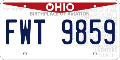 OH license plate FWT9859
