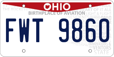 OH license plate FWT9860