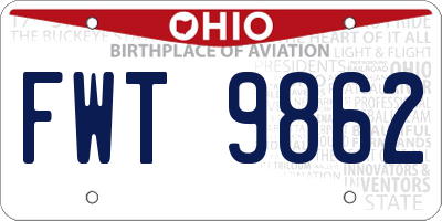 OH license plate FWT9862