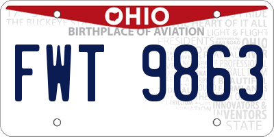 OH license plate FWT9863