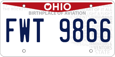 OH license plate FWT9866