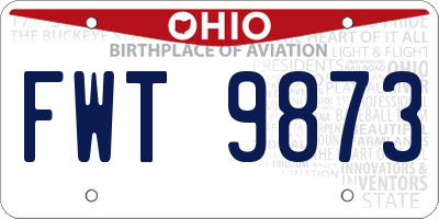 OH license plate FWT9873