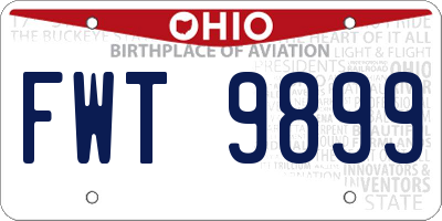 OH license plate FWT9899