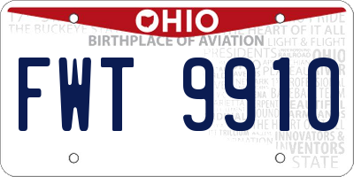 OH license plate FWT9910