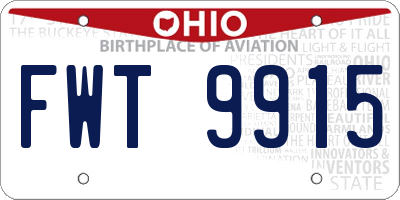 OH license plate FWT9915