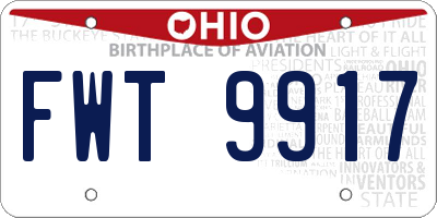 OH license plate FWT9917