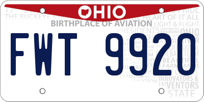 OH license plate FWT9920