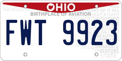 OH license plate FWT9923