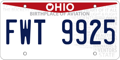 OH license plate FWT9925