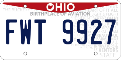 OH license plate FWT9927