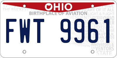 OH license plate FWT9961