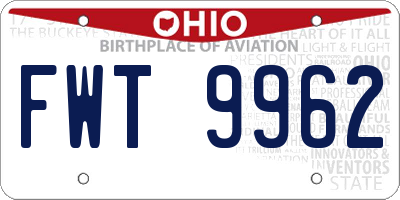 OH license plate FWT9962