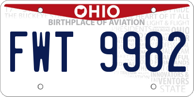 OH license plate FWT9982