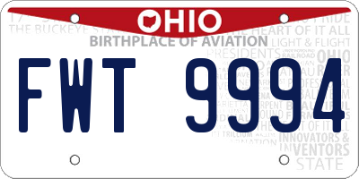 OH license plate FWT9994