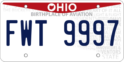 OH license plate FWT9997