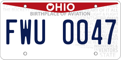 OH license plate FWU0047
