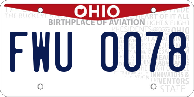 OH license plate FWU0078