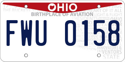 OH license plate FWU0158