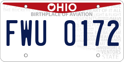 OH license plate FWU0172