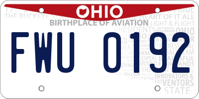 OH license plate FWU0192