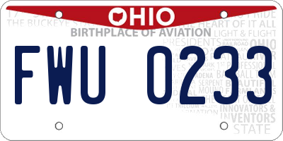 OH license plate FWU0233