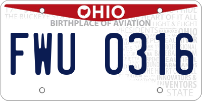 OH license plate FWU0316