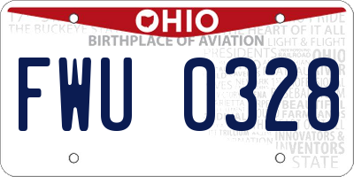 OH license plate FWU0328