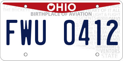 OH license plate FWU0412