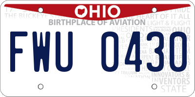OH license plate FWU0430