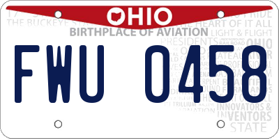 OH license plate FWU0458