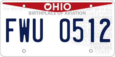 OH license plate FWU0512