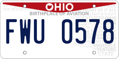 OH license plate FWU0578