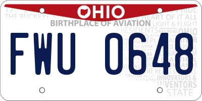 OH license plate FWU0648
