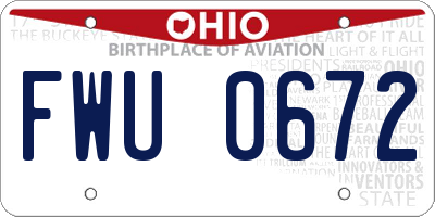 OH license plate FWU0672