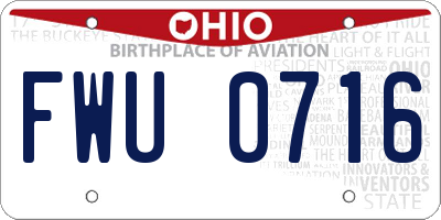 OH license plate FWU0716
