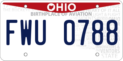 OH license plate FWU0788