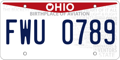 OH license plate FWU0789