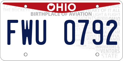 OH license plate FWU0792
