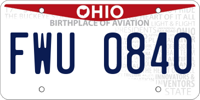 OH license plate FWU0840