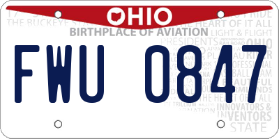 OH license plate FWU0847