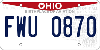 OH license plate FWU0870